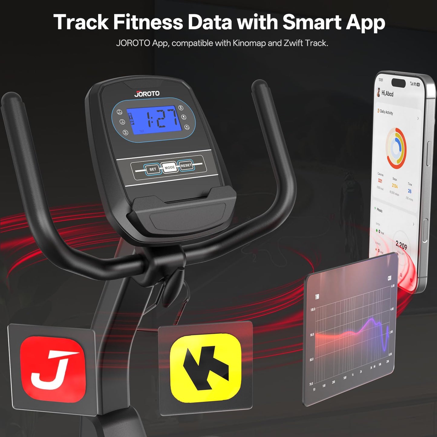 JOROTO Recumbent Exercise Bike – 400 lbs Capacity, 16 Magnetic Levels, Bluetooth App, Heart Rate Monitor