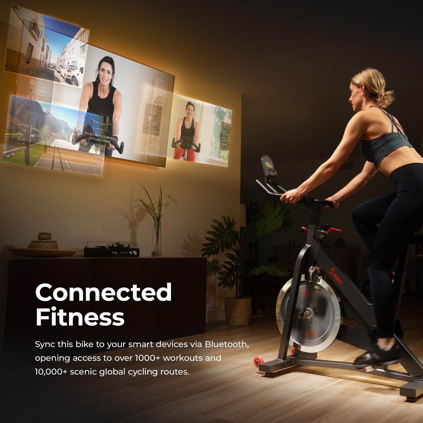 Sunny Health & Fitness Smart Pro Cycling Bike - 40lb Flywheel, Belt Drive, Bluetooth, SunnyFit App Compatible