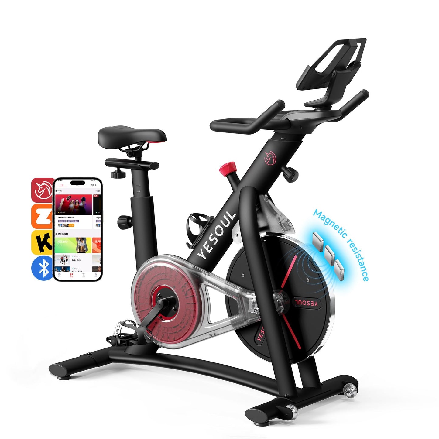 Yesoul S3 Smart Exercise Bike with Magnetic Resistance, Bluetooth Heart Rate Tracking & App Integration