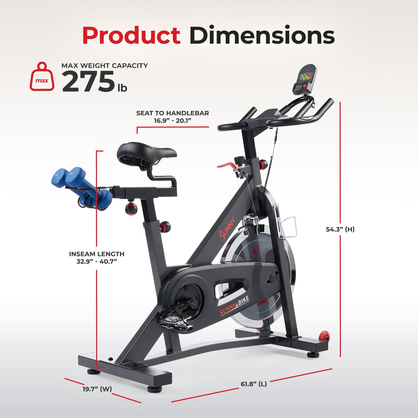 Sunny Health & Fitness Smart Pro Cycling Bike - 40lb Flywheel, Belt Drive, Bluetooth, SunnyFit App Compatible
