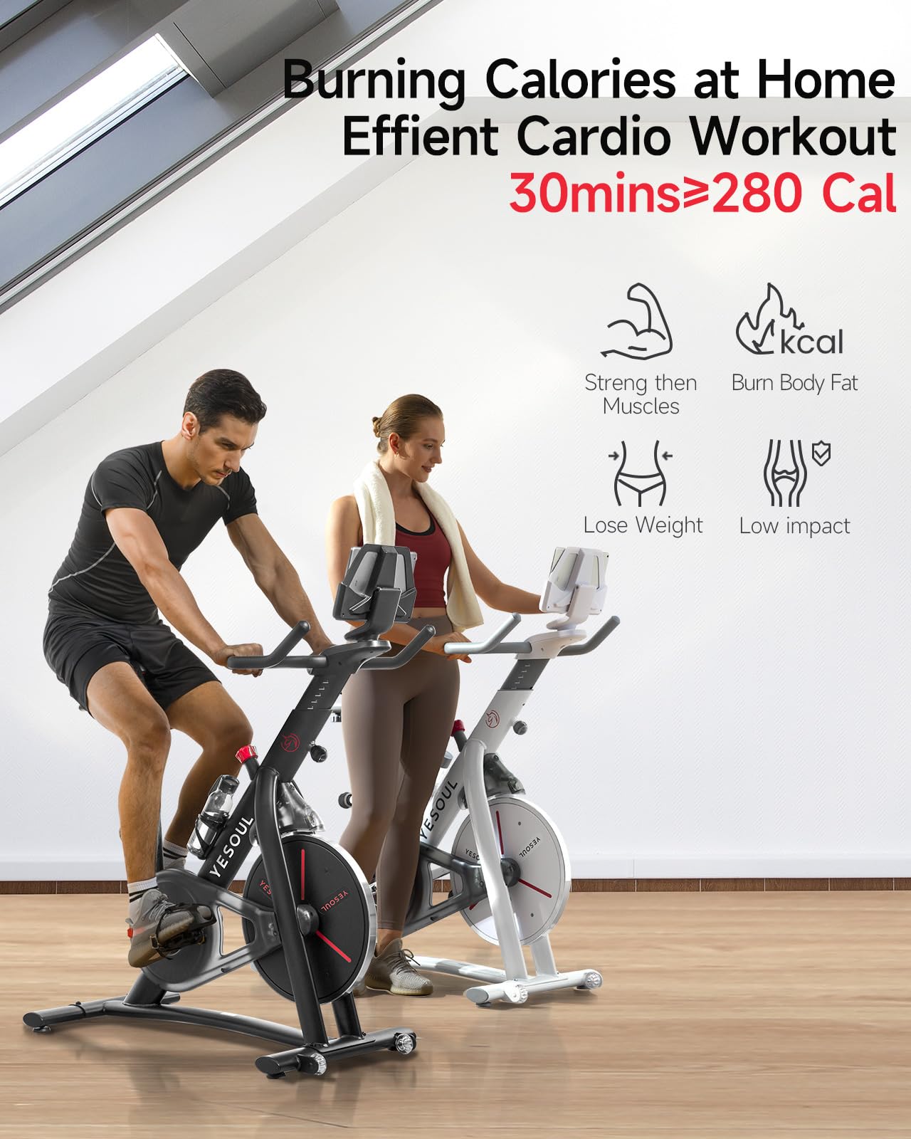 Yesoul S3 Smart Exercise Bike with Magnetic Resistance, Bluetooth Heart Rate Tracking & App Integration