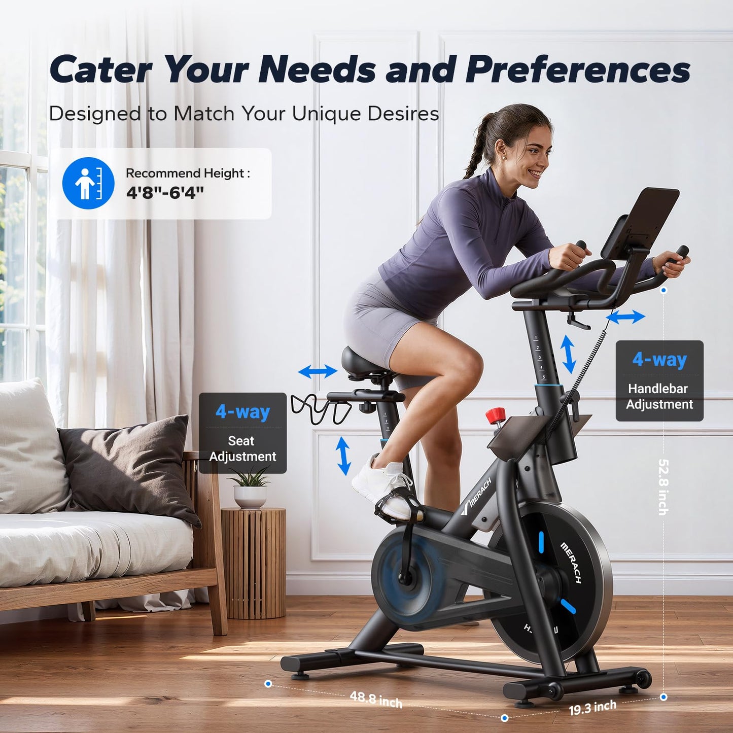 MERACH S29 Magnetic Exercise Bike – 350 lbs Capacity, Ultra-Quiet Operation, App Connectivity, Heavy-Duty Steel Frame