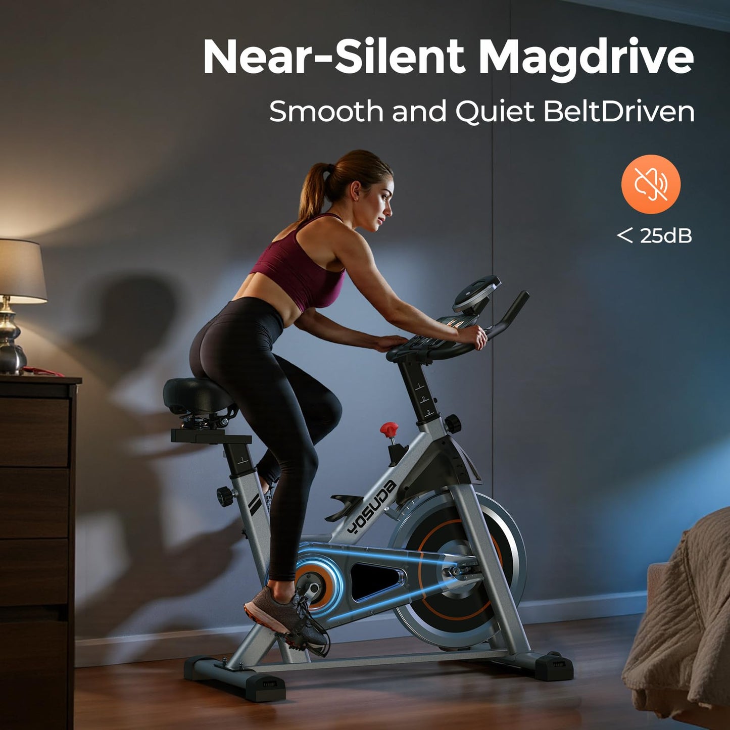 YOSUDA Magnetic Exercise Bike with App Support, 300 lbs Capacity, Ultra-Quiet Operation & Tablet Holder