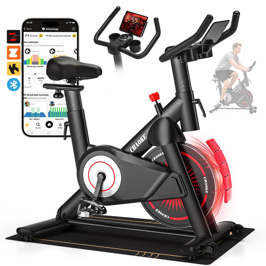 CHAOKE Magnetic Exercise Bike, 35 lbs Flywheel, App Compatible, 350 lbs Capacity, Digital Display