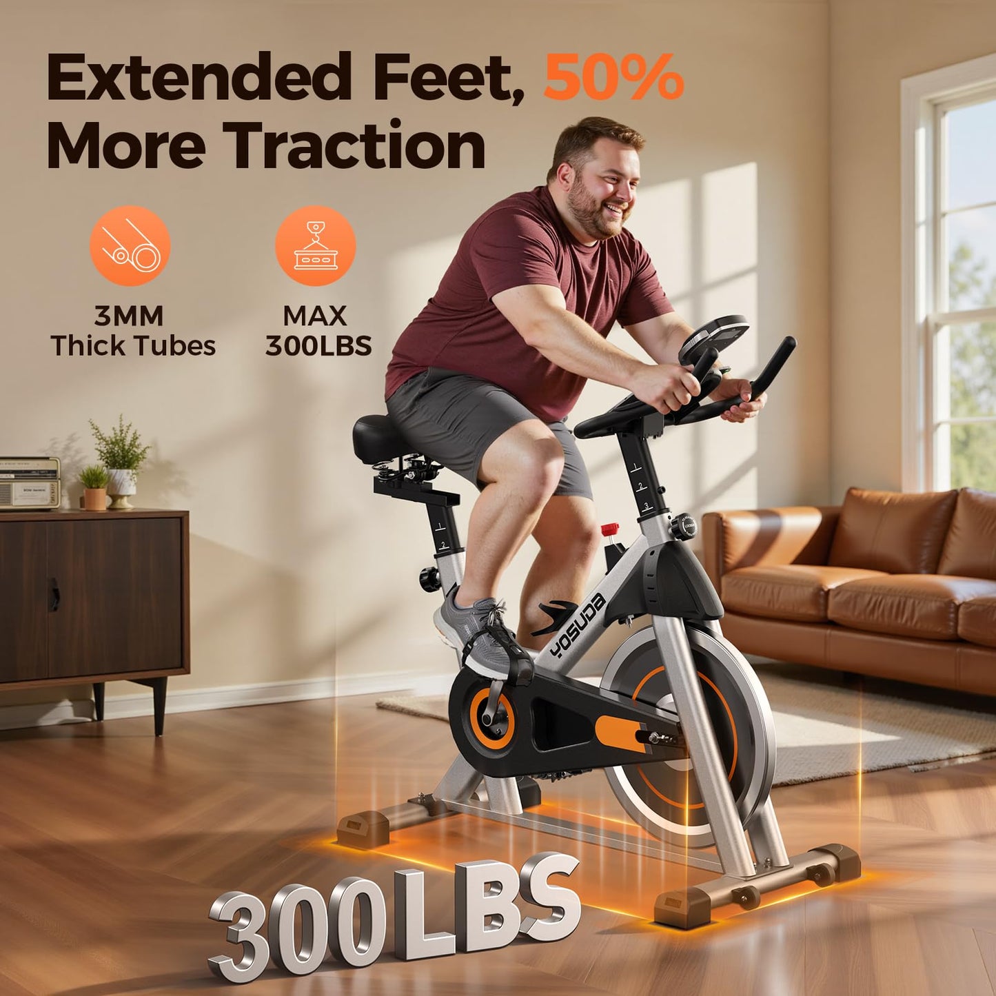 YOSUDA Magnetic Exercise Bike with App Support, 300 lbs Capacity, Ultra-Quiet Operation & Tablet Holder