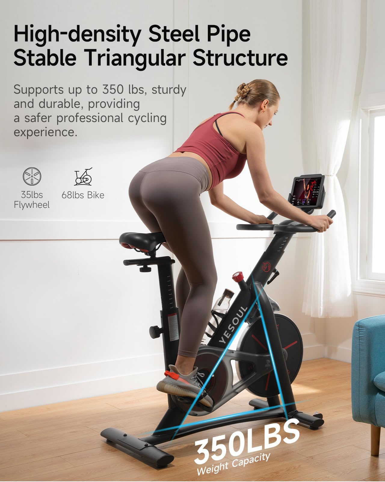 Yesoul S3 Smart Exercise Bike with Magnetic Resistance, Bluetooth Heart Rate Tracking & App Integration