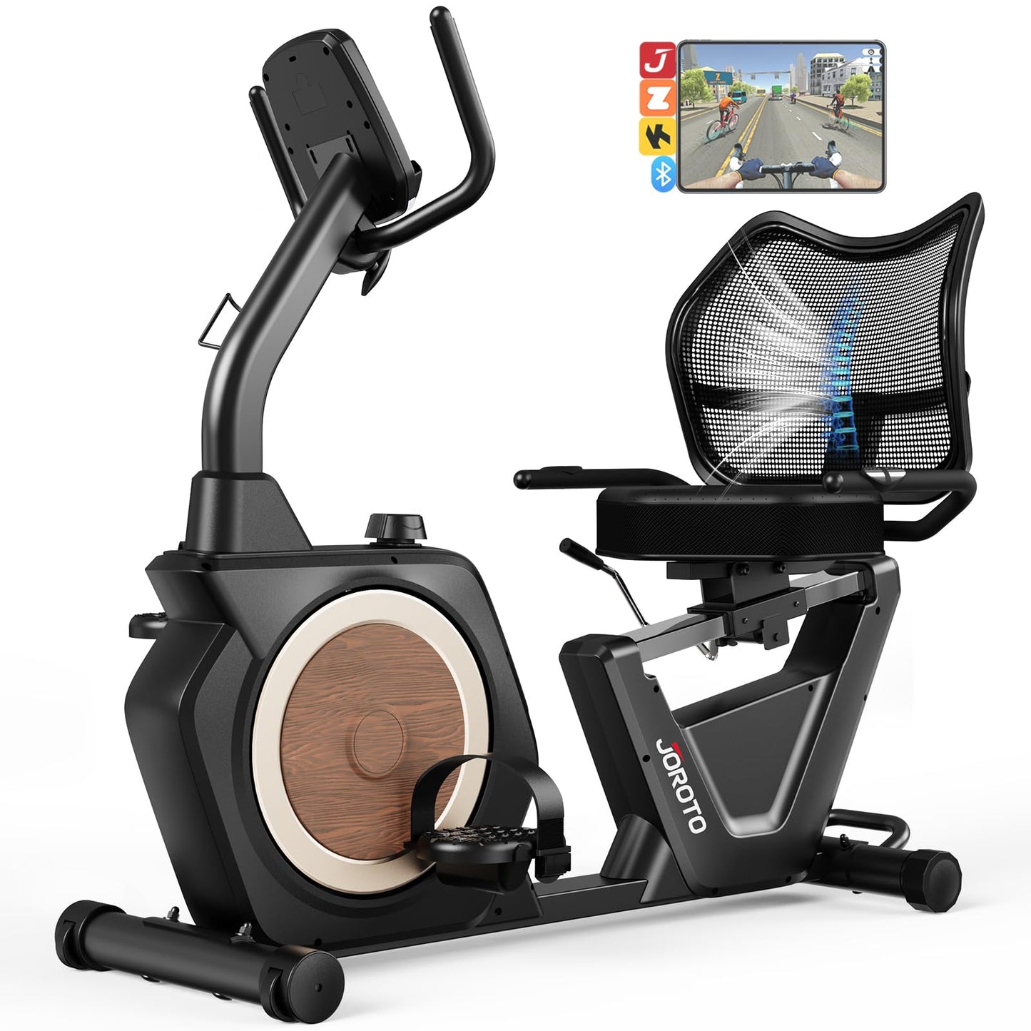 JOROTO Recumbent Exercise Bike – 400 lbs Capacity, 16 Magnetic Levels, Bluetooth App, Heart Rate Monitor