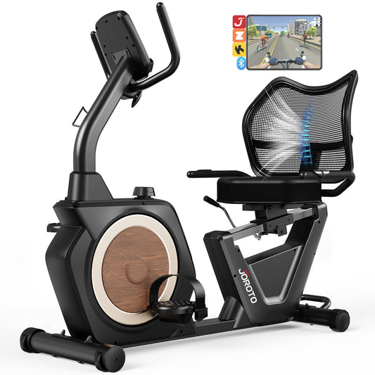 JOROTO Recumbent Exercise Bike – 400 lbs Capacity, 16 Magnetic Levels, Bluetooth App, Heart Rate Monitor
