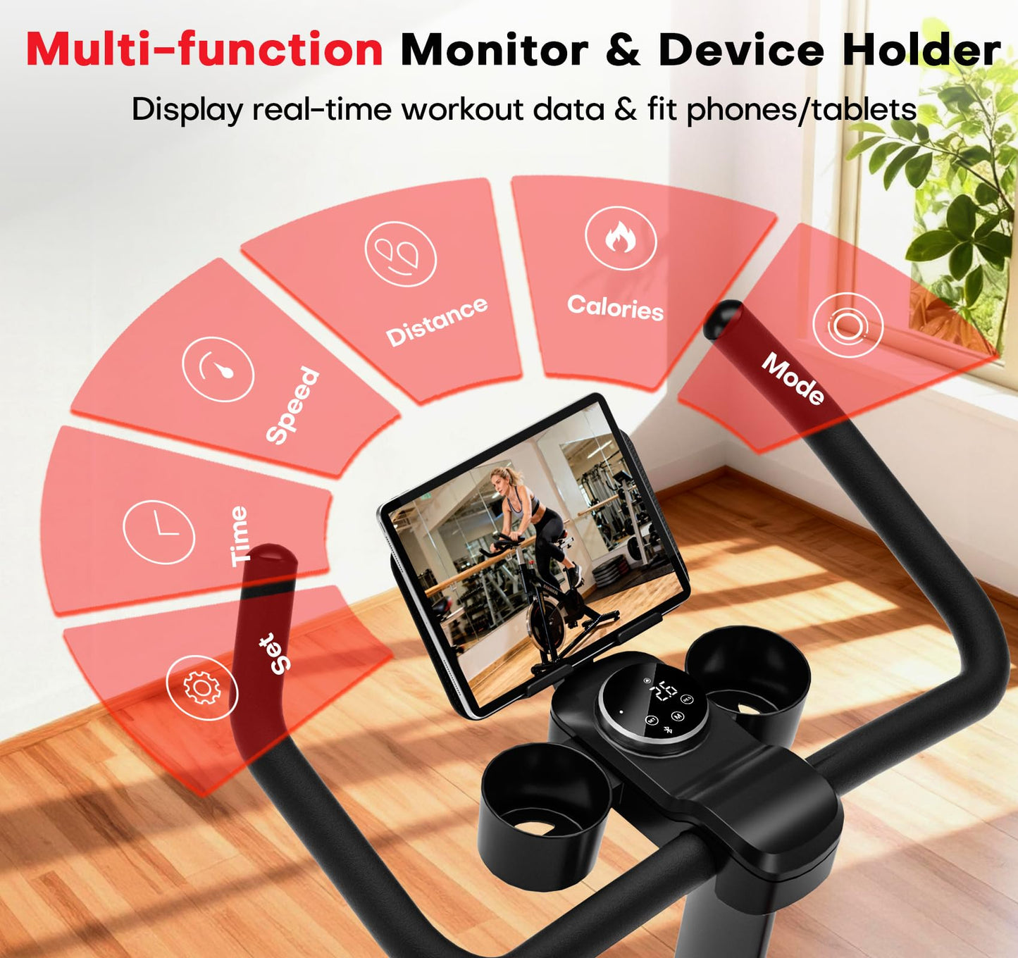 CHAOKE Magnetic Exercise Bike, 35 lbs Flywheel, App Compatible, 350 lbs Capacity, Digital Display
