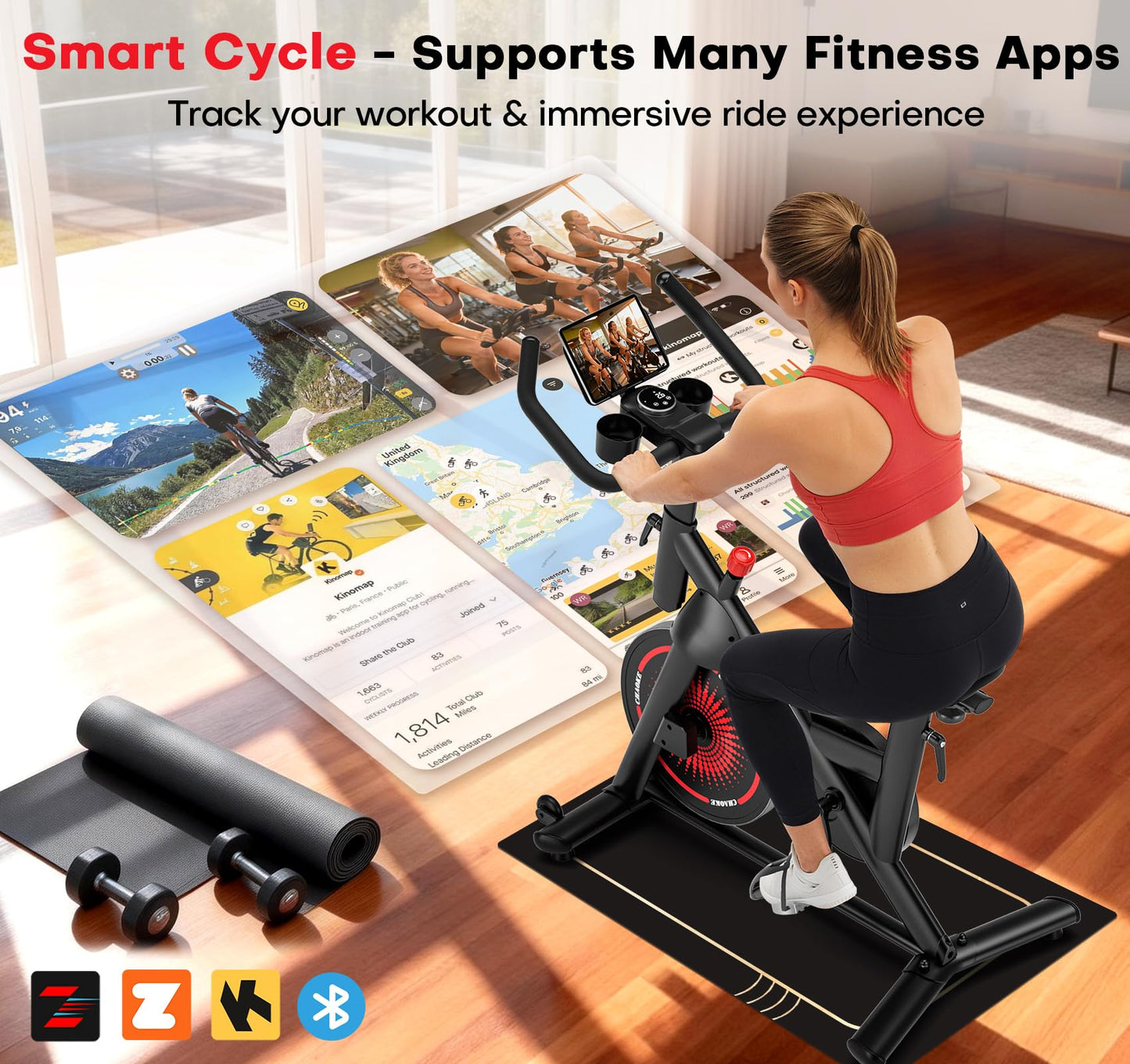 CHAOKE Magnetic Exercise Bike, 35 lbs Flywheel, App Compatible, 350 lbs Capacity, Digital Display