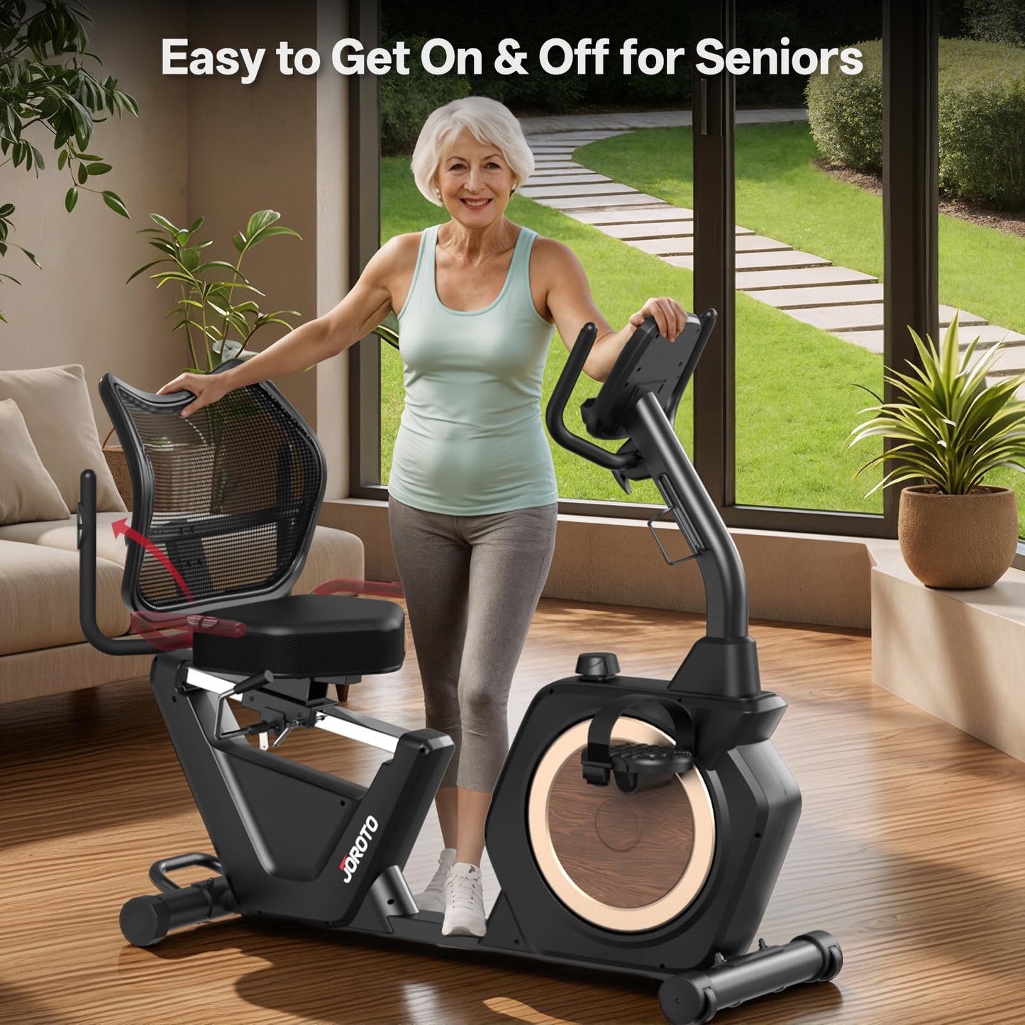 JOROTO Recumbent Exercise Bike – 400 lbs Capacity, 16 Magnetic Levels, Bluetooth App, Heart Rate Monitor
