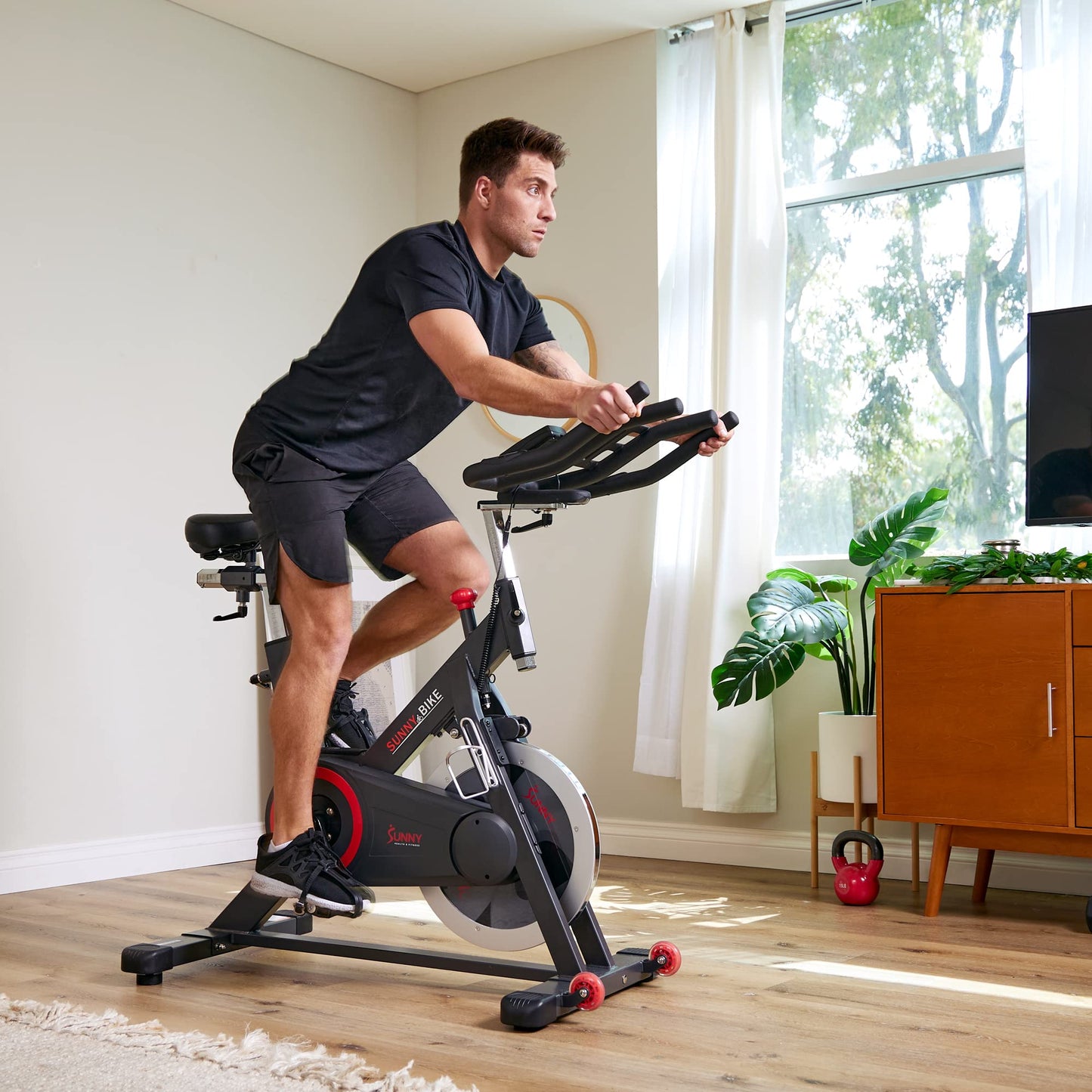 Sunny Health & Fitness Smart Indoor Cycling Bike with SunnyFit App & 44lb Flywheel