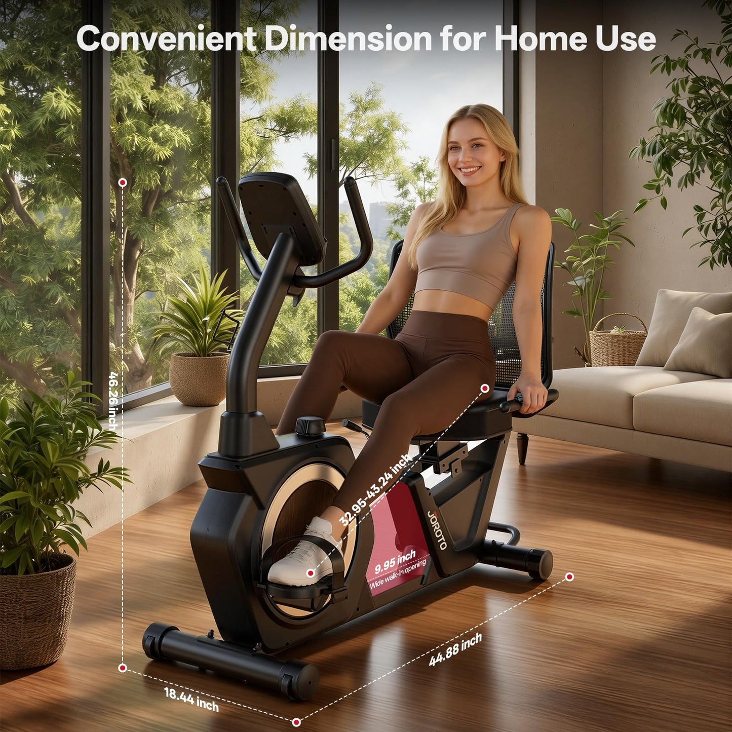 JOROTO Recumbent Exercise Bike – 400 lbs Capacity, 16 Magnetic Levels, Bluetooth App, Heart Rate Monitor